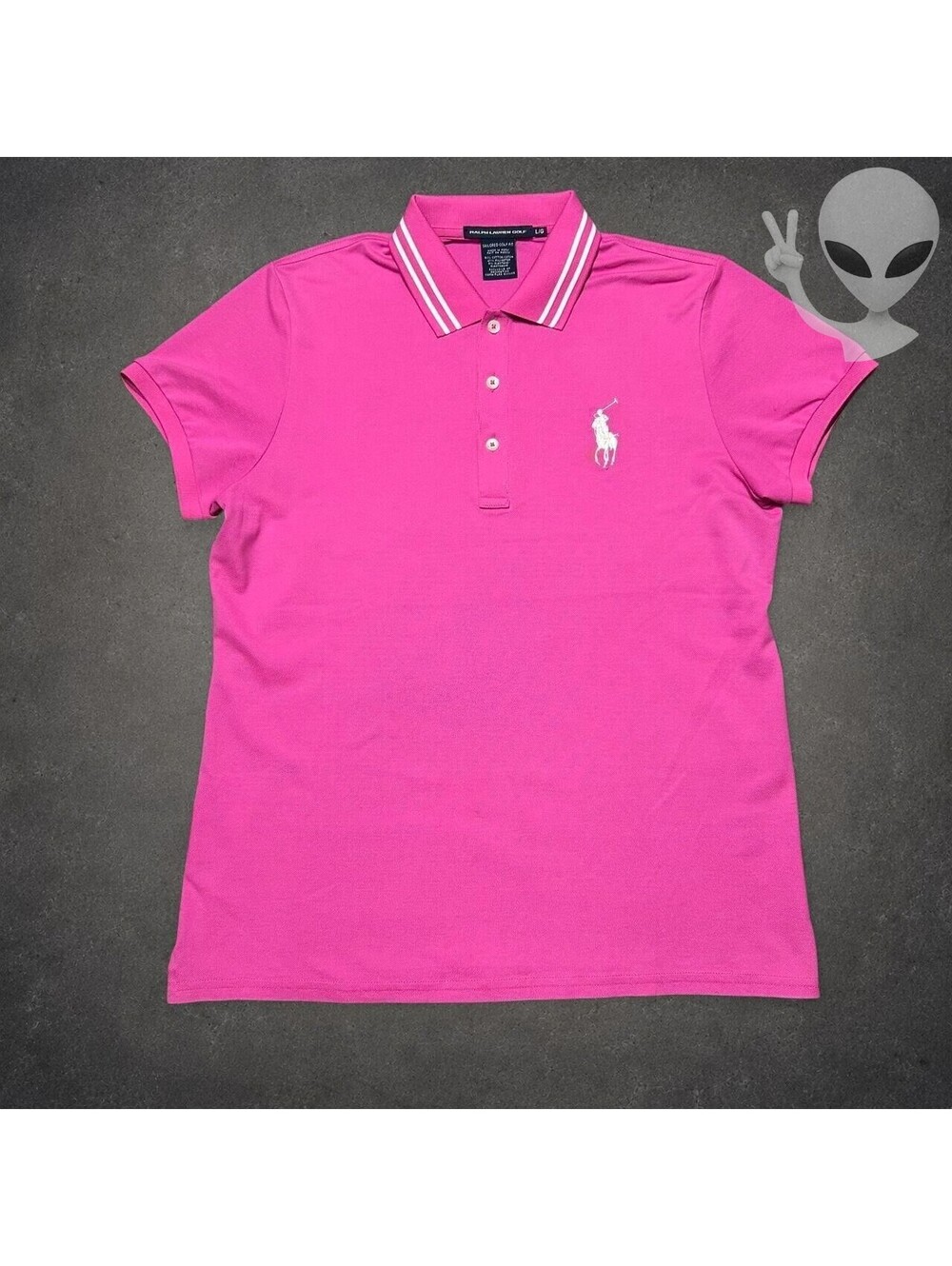Ralph Lauren Big Pony Polo Shirt Women's L Pink Tailored Fit